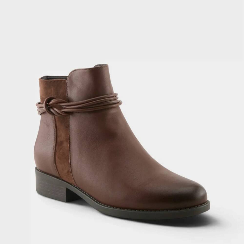 NEW SPRING FOOTWEAR women's ornela short leather boot in congnac